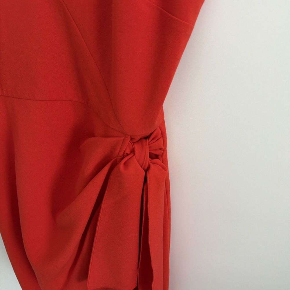 French Connection Womens Sz US 4 Whisper Faux Wrap Dress Red V-Neck Resort EUC - Picture 4 of 14